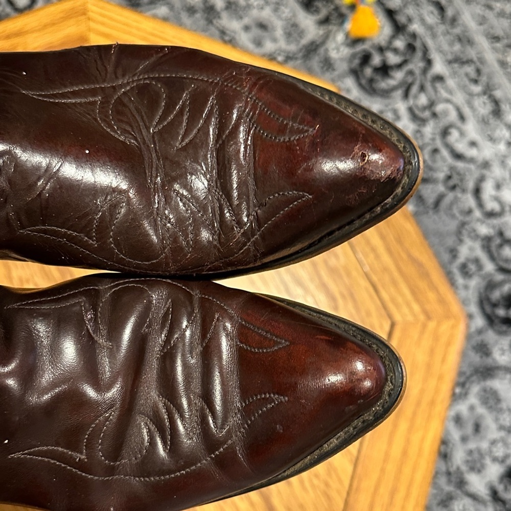 *ACME* Vintage Dark Cherry Leather Western Cowboy Western Boots 4939 Size 9.5 - Picture 4 of 14